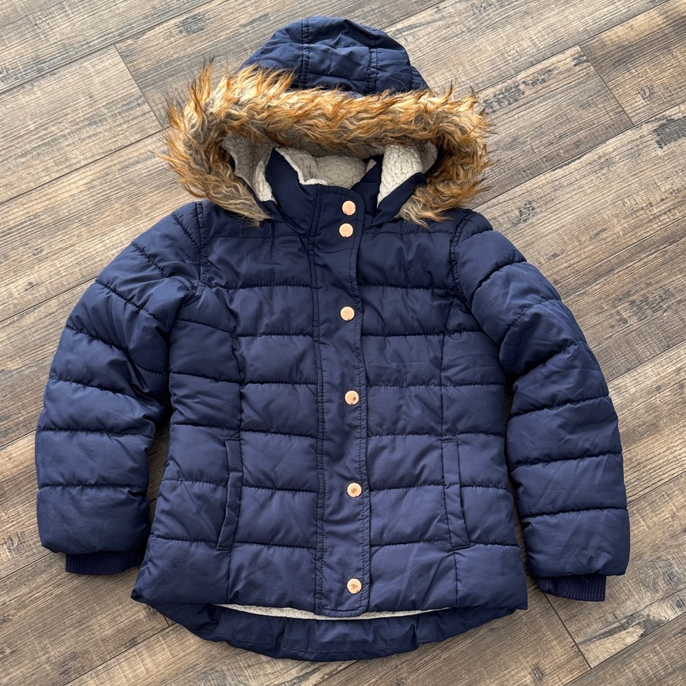 Old Navy Girls Navy Blue Winter Coat Size 6-7